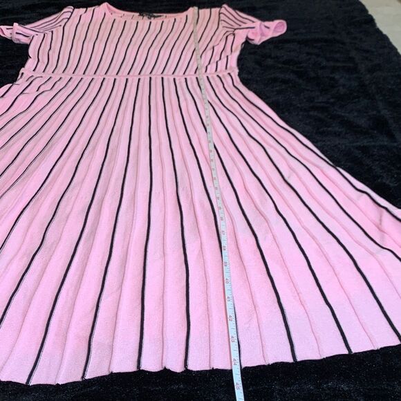 Women’s Pink and Black Stripe A-Line Midi Sweater Dress by Ming Wang Medium - Picture 7 of 8